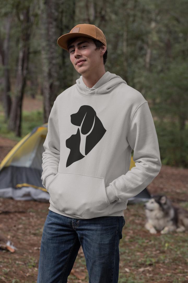 Men's Kitty and Mutt Hoodie Sweatshirt Grey Melange by ZealforTee