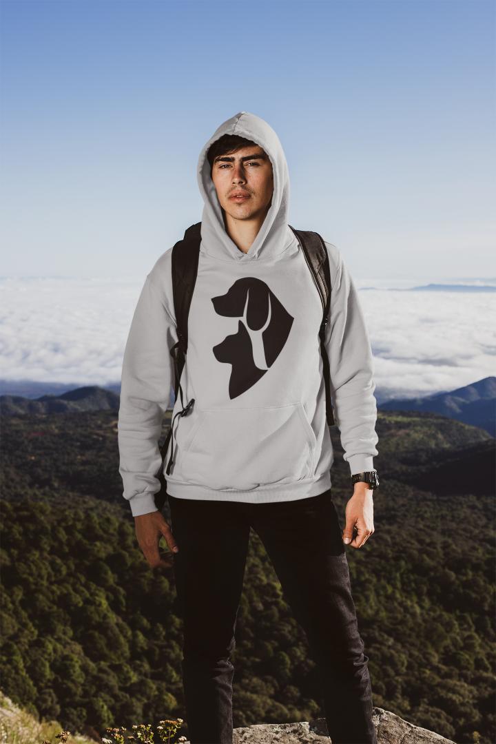 Men's Kitty and Mutt Hoodie Sweatshirt Grey Melange by ZealforTee