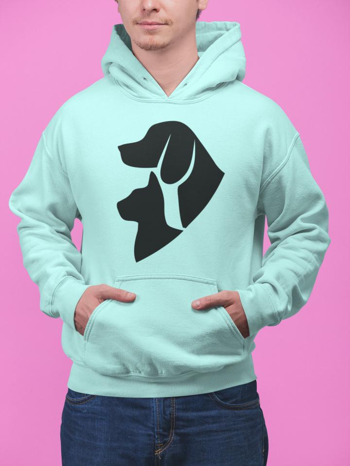Men's Kitty and Mutt Hoodie Sweatshirt Grey Melange by ZealforTee