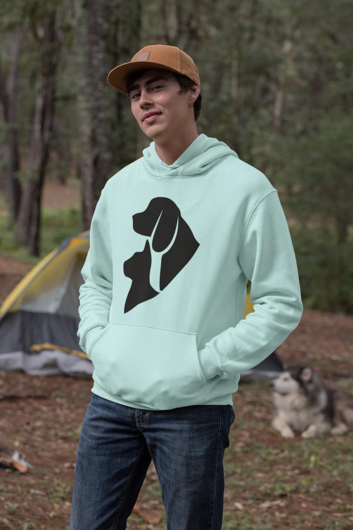 Men's Kitty and Mutt Hoodie Sweatshirt Grey Melange by ZealforTee