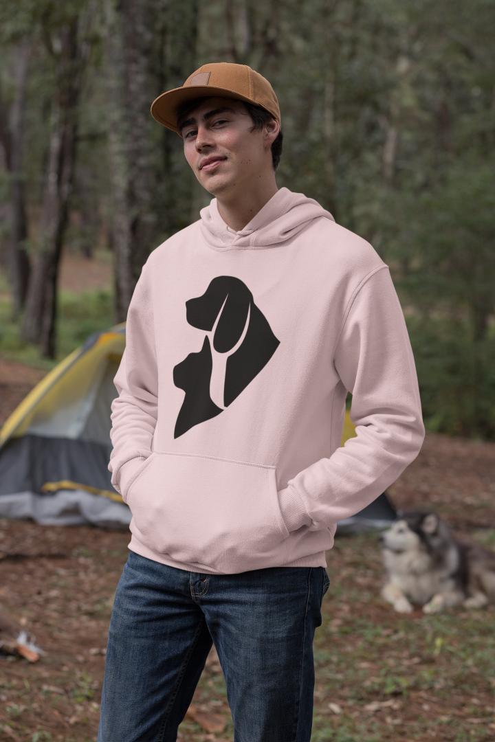 Men's Kitty and Mutt Hoodie Sweatshirt White by ZealforTee