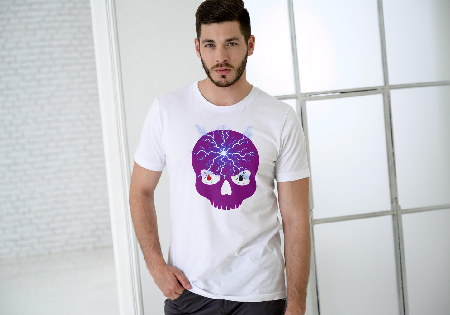 Men's Vision Skull T-shirt White by ZealforTee