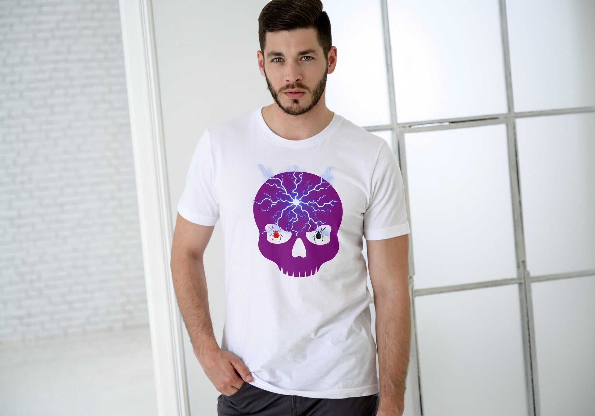 Men's Vision Skull T-shirt White by ZealforTee
