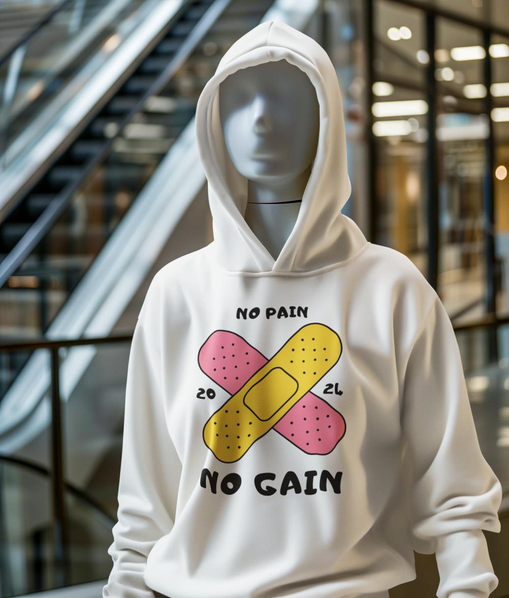Men's No Pain No Gain Gen-Z Hoodie Sweatshirt Red by ZealforTee