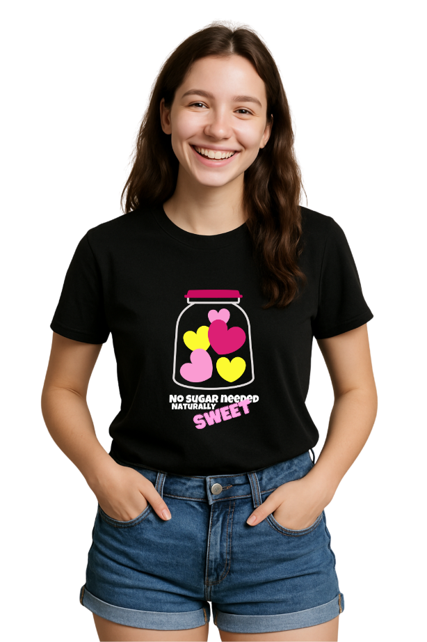 Women No Sugar Black Tee by ZealforTee