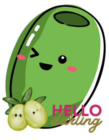 Kid's Olive Hello Darling Unisex Tshirt White by ZealforTee