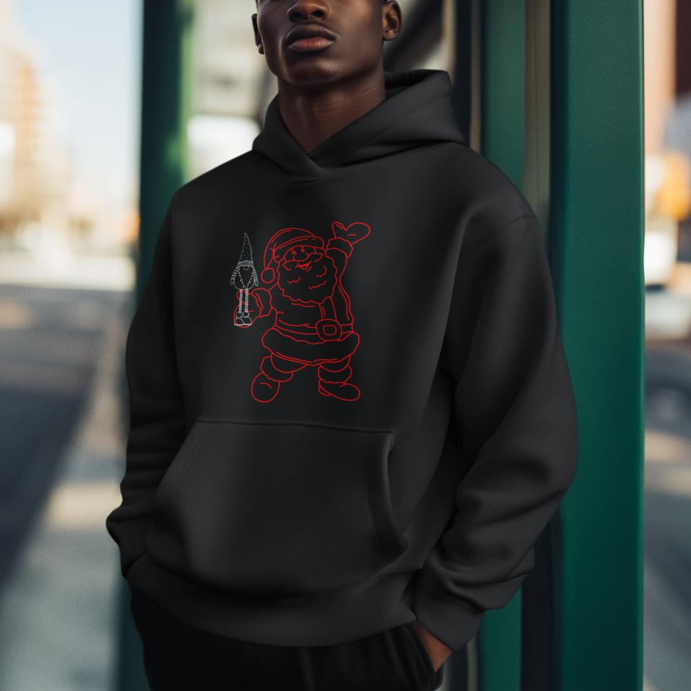 Men's Santa Outline Hoodie Sweatshirt S by ZealforTee