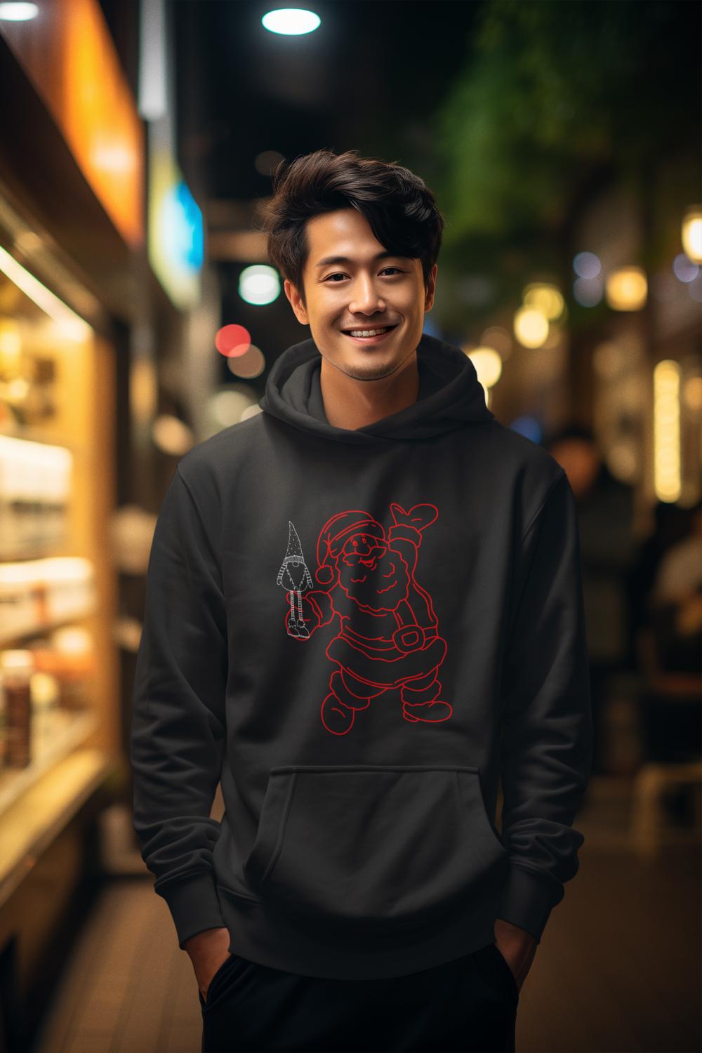 Men's Santa Outline Hoodie Sweatshirt M by ZealforTee