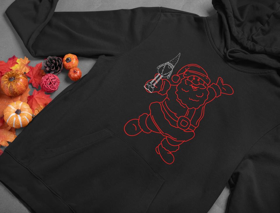 Men's Santa Outline Hoodie Sweatshirt L by ZealforTee