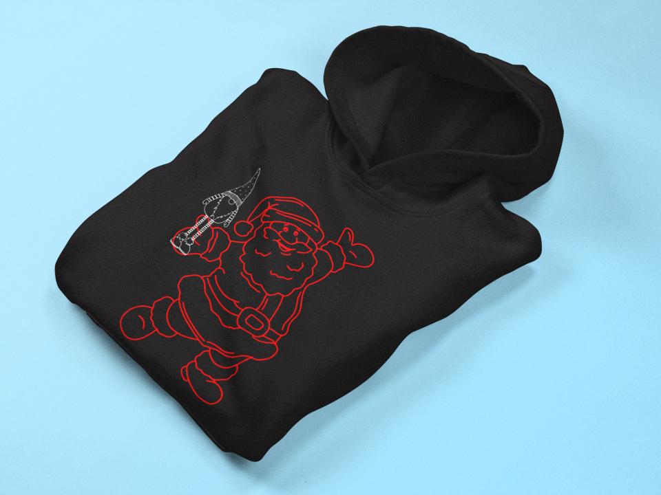 Men's Santa Outline Hoodie Sweatshirt XL by ZealforTee