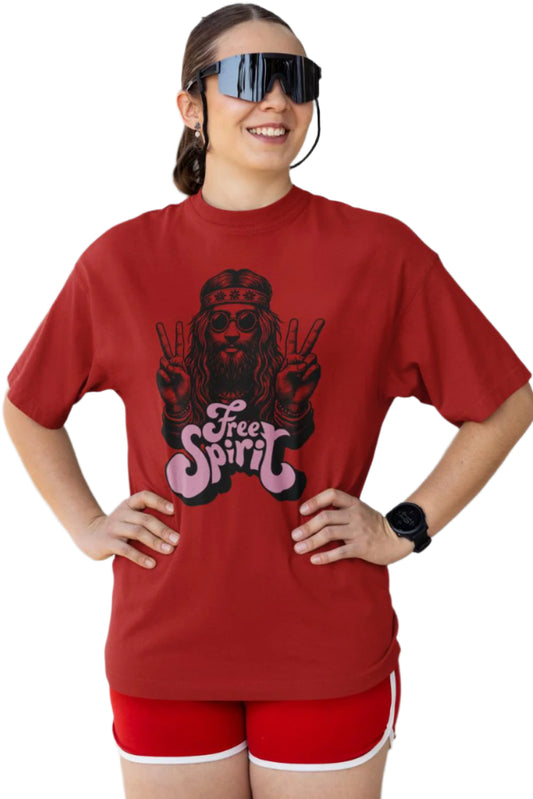 Women's Free Spirit Oversized T shirt White by ZealforTee