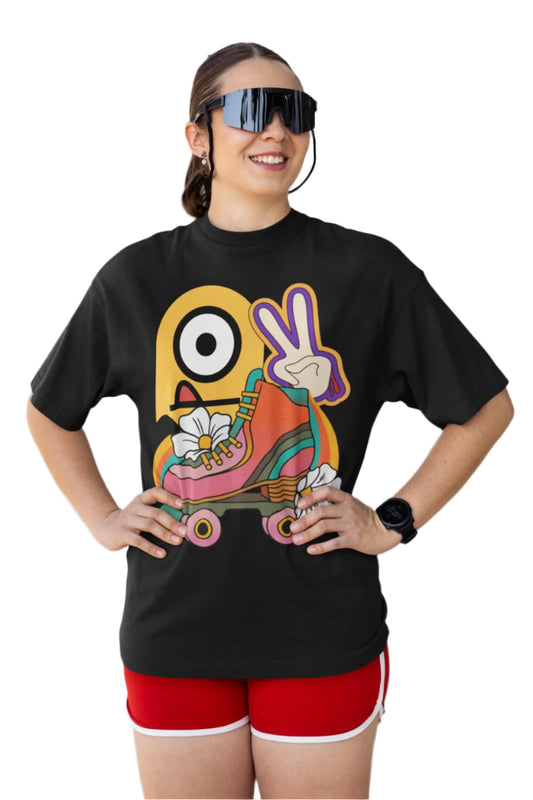 Women's Shades of Skates Oversized T shirt Black by ZealforTee