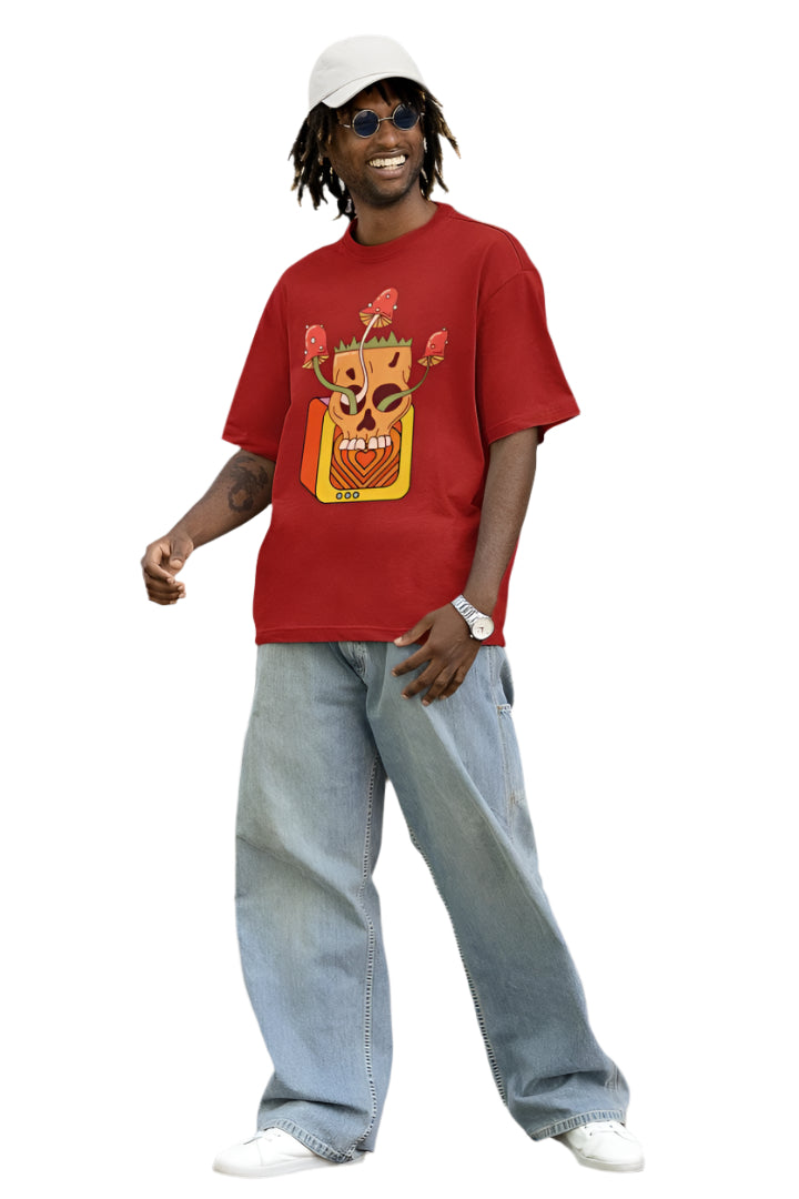 Men's illusionary Oversized T shirt Red by ZealforTee