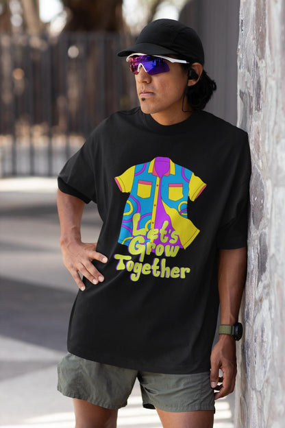 Men's Grow Together Oversized T shirt Black by ZealforTee