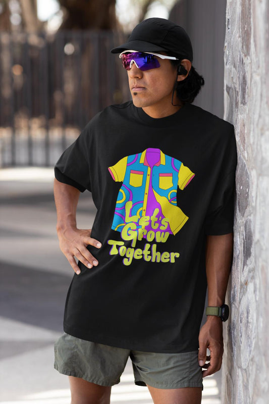 Men's Grow Together Oversized T shirt Black by ZealforTee