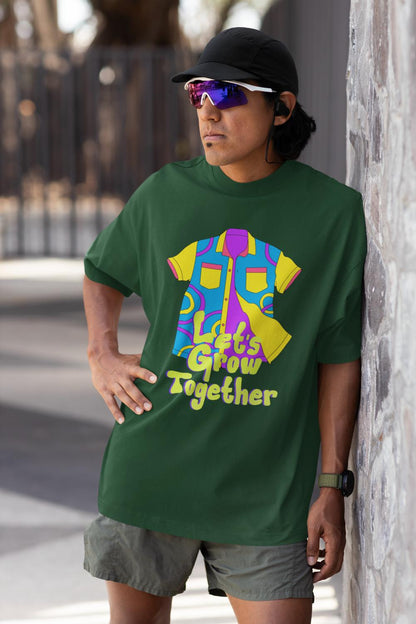 Men's Grow Together Oversized T shirt Black by ZealforTee