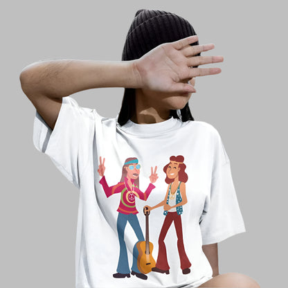 Women's Trippy Guitar Oversized T shirt Black by ZealforTee