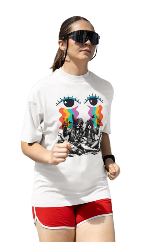 Women's Freaky Couple Oversized T shirt Grey Melange by ZealforTee