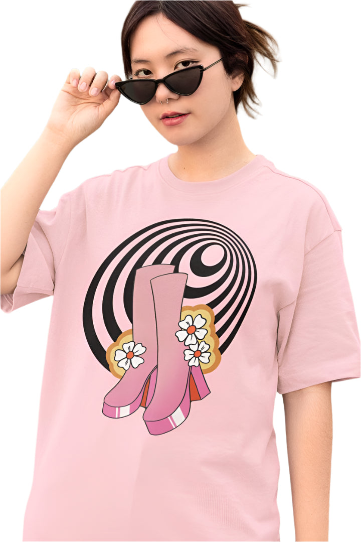 Women's Experimental Pattern Oversized T shirt White by ZealforTee