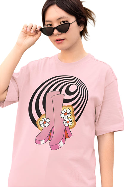 Women's Experimental Pattern Oversized T shirt White by ZealforTee