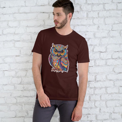 Men's Round Neck Owl T-shirt Purple by ZealforTee