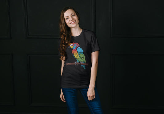 Women's Colorful Parrot T-shirt Light Pink by ZealforTee