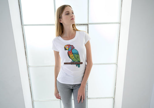 Women's Colorful Parrot T-shirt Royal Blue by ZealforTee