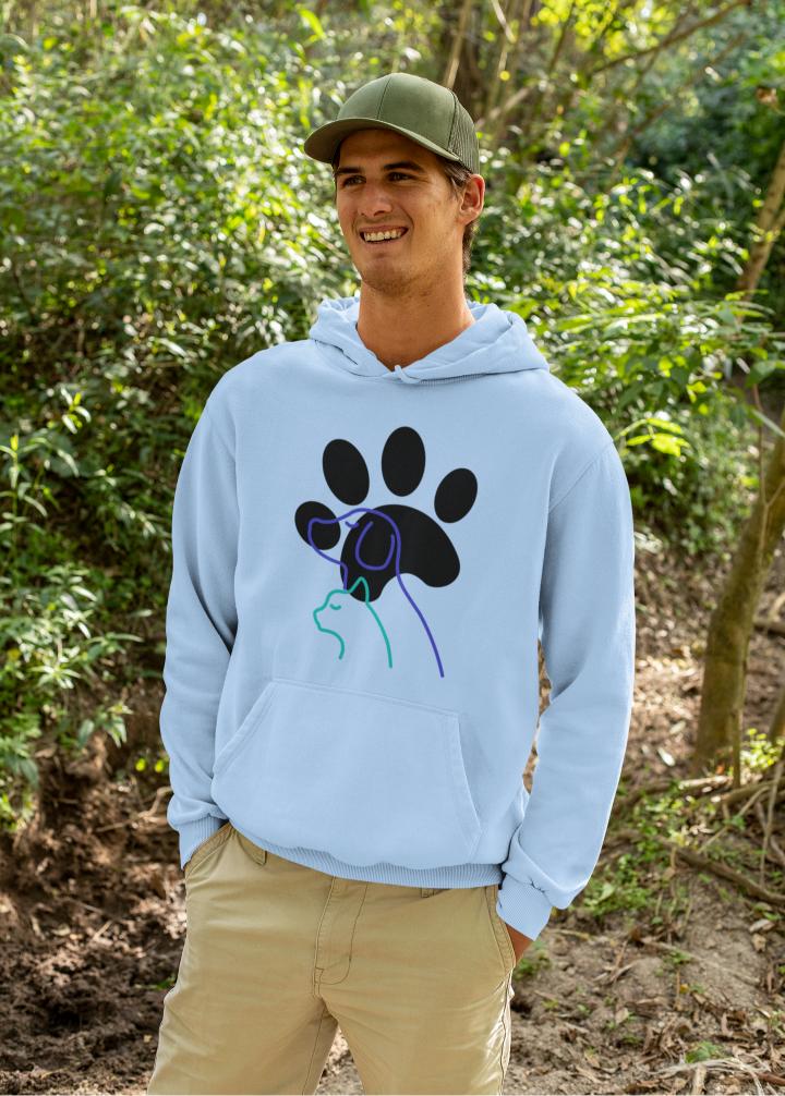 Men's Paw with Pets Hoodie Sweatshirt Mustard Yellow by ZealforTee