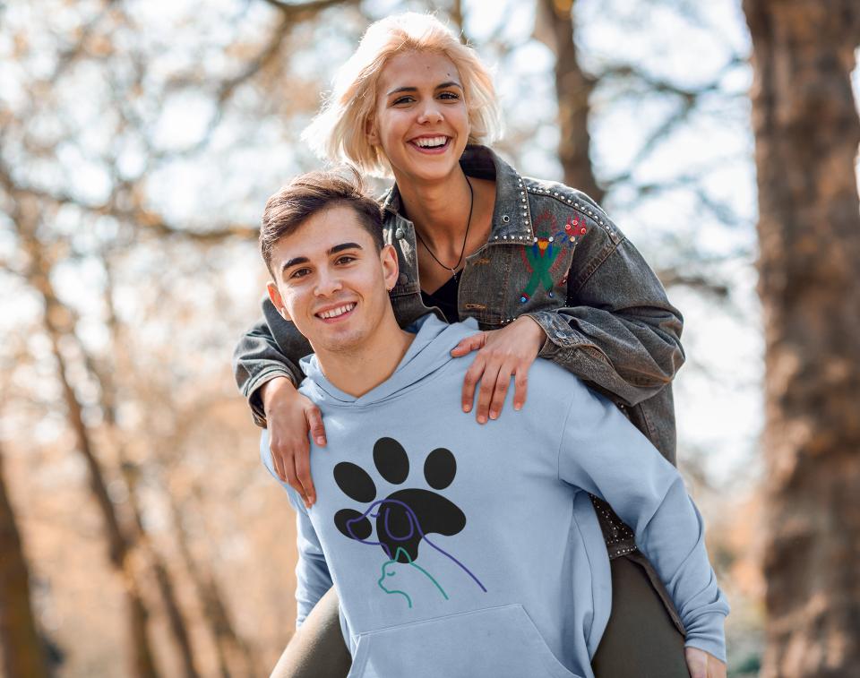 Men's Paw with Pets Hoodie Sweatshirt Mint by ZealforTee