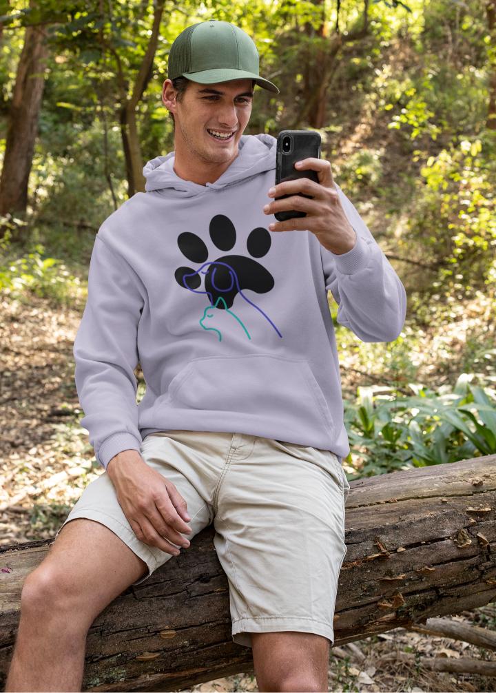 Men's Paw with Pets Hoodie Sweatshirt Mint by ZealforTee