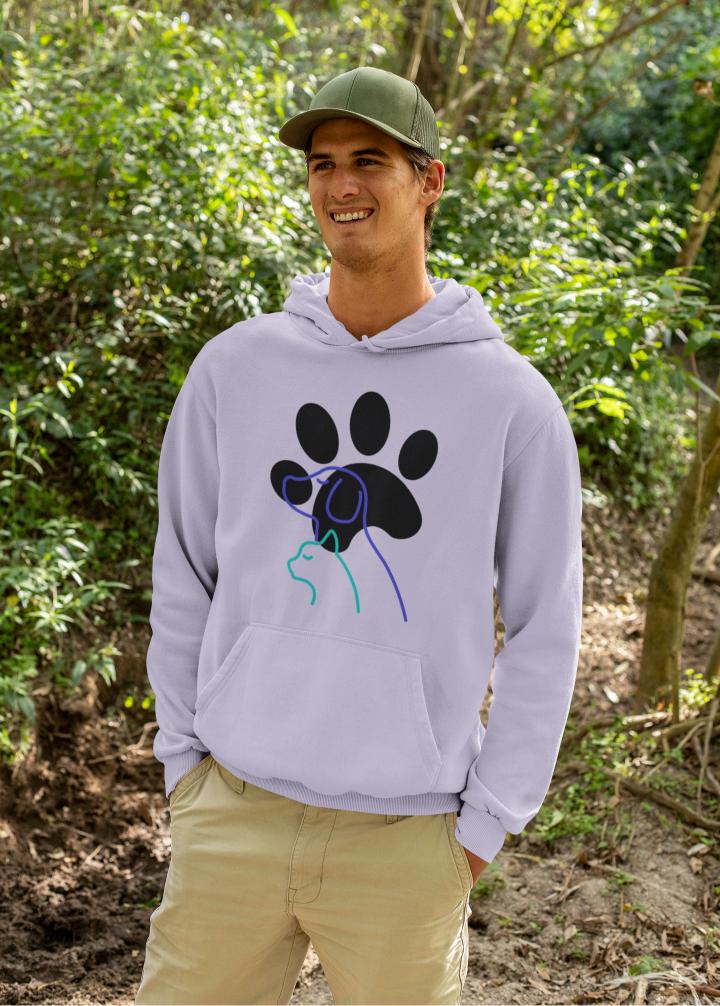 Men's Paw with Pets Hoodie Sweatshirt Lavender by ZealforTee