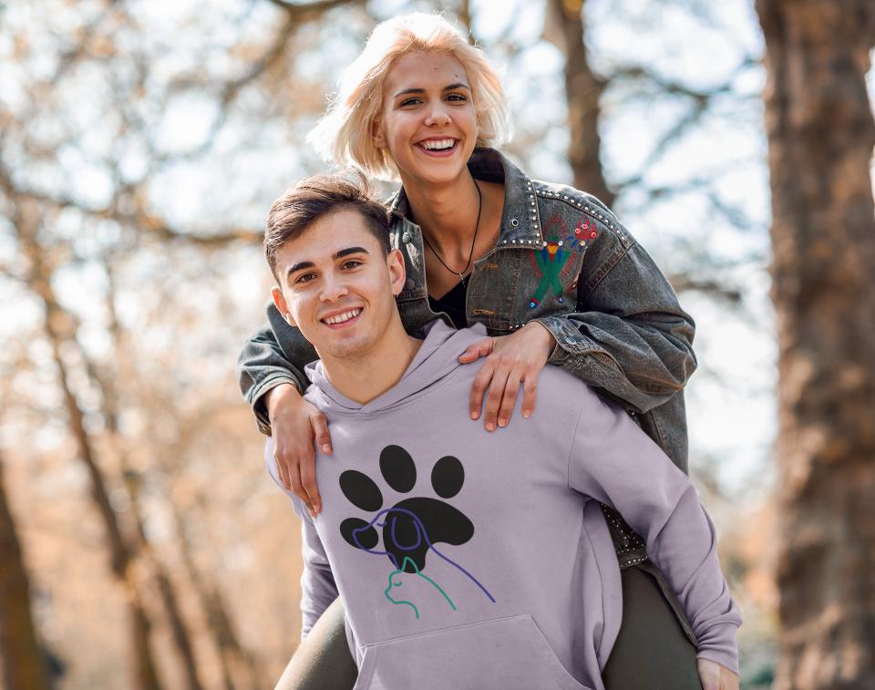 Men's Paw with Pets Hoodie Sweatshirt Baby Blue by ZealforTee