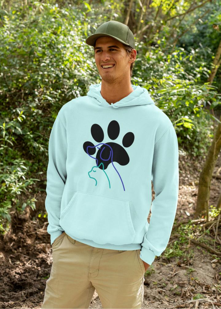Men's Paw with Pets Hoodie Sweatshirt White by ZealforTee