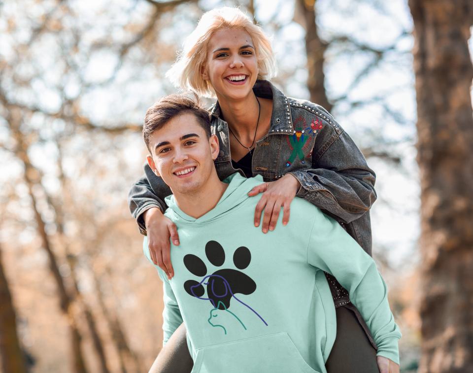 Men's Paw with Pets Hoodie Sweatshirt White by ZealforTee