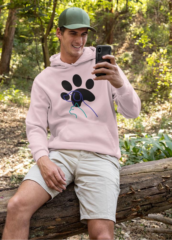 Men's Paw with Pets Hoodie Sweatshirt Lavender by ZealforTee