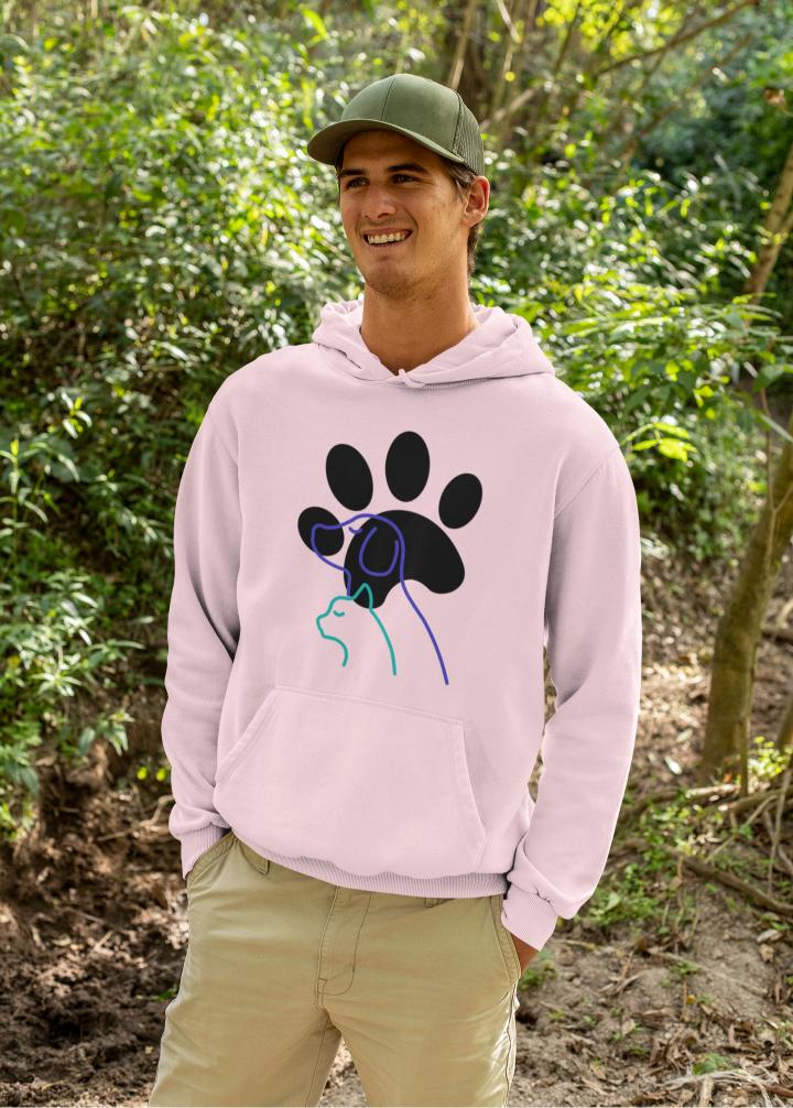 Men's Paw with Pets Hoodie Sweatshirt Baby Blue by ZealforTee
