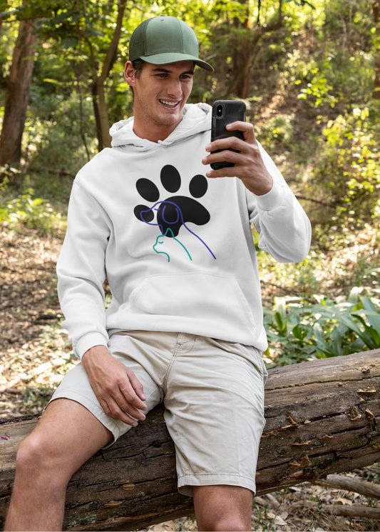 Men's Paw with Pets Hoodie Sweatshirt White by ZealforTee