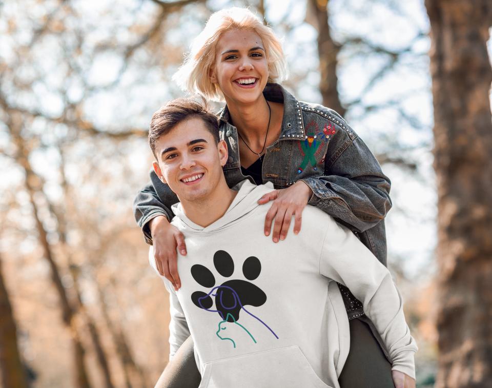 Men's Paw with Pets Hoodie Sweatshirt White by ZealforTee
