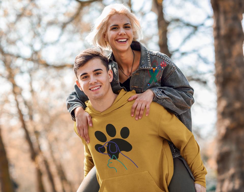 Men's Paw with Pets Hoodie Sweatshirt Baby Blue by ZealforTee