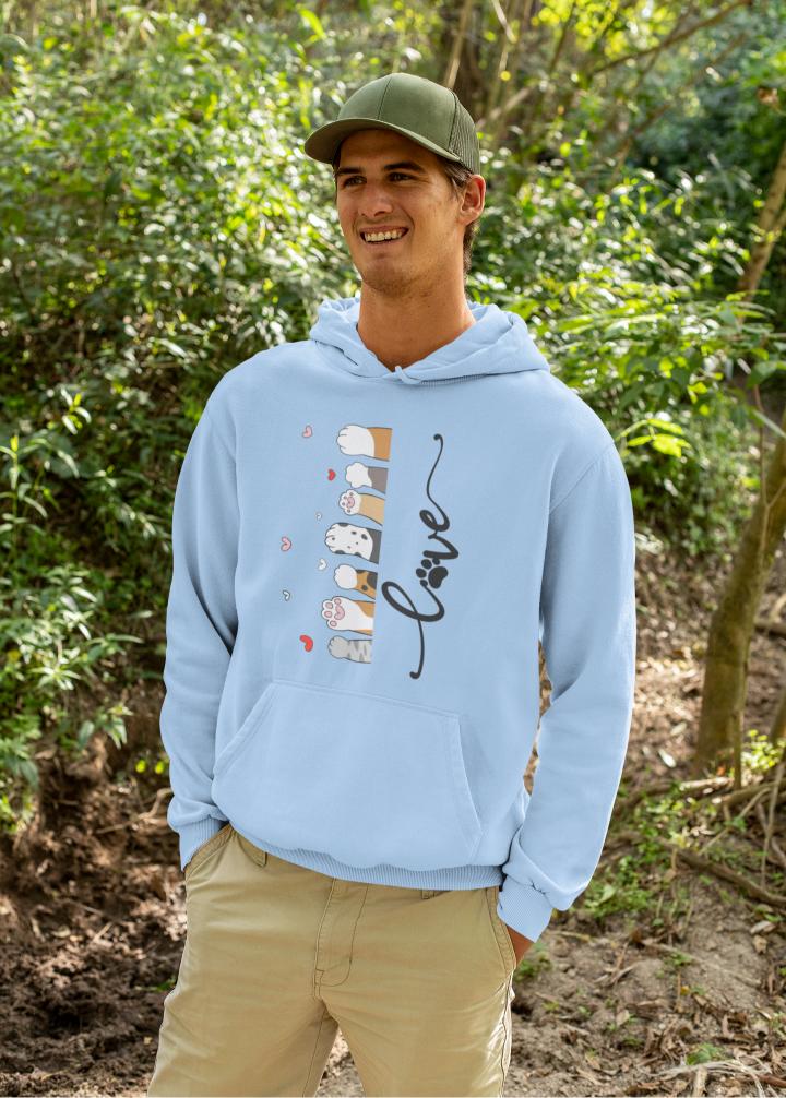 Men's Pet Paw Hoodie Sweatshirt White by ZealforTee