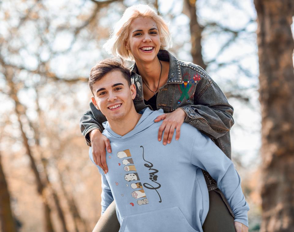 Men's Pet Paw Hoodie Sweatshirt Mint by ZealforTee
