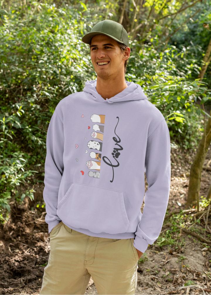 Men's Pet Paw Hoodie Sweatshirt Baby Blue by ZealforTee