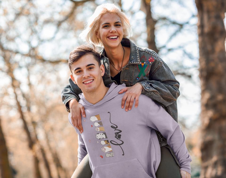 Men's Pet Paw Hoodie Sweatshirt White by ZealforTee