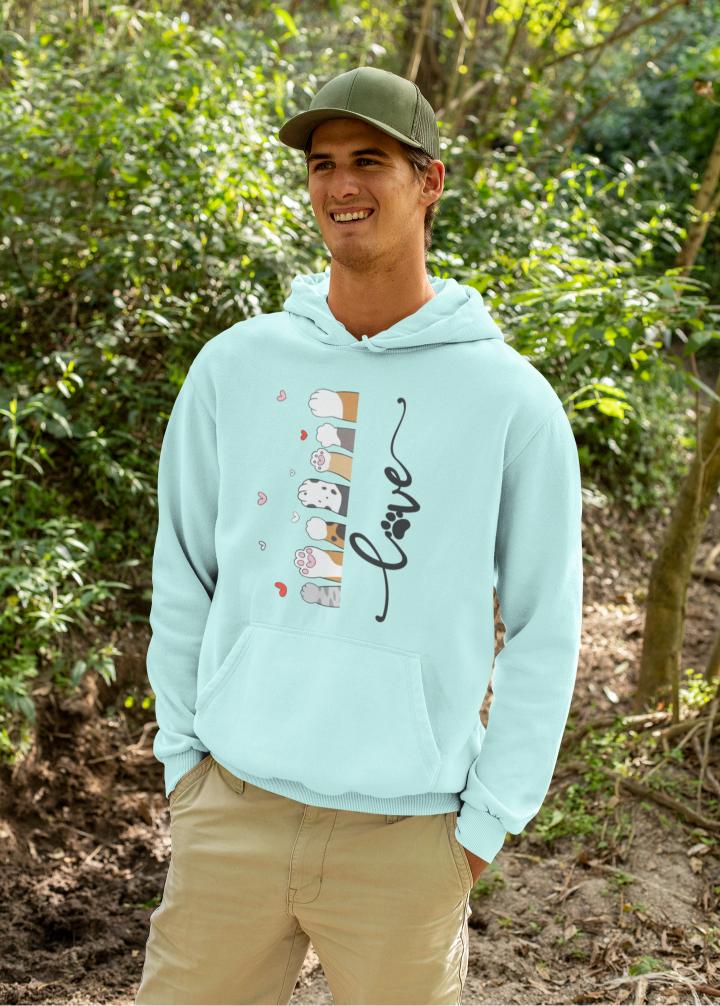 Men's Pet Paw Hoodie Sweatshirt Light Baby Pink by ZealforTee