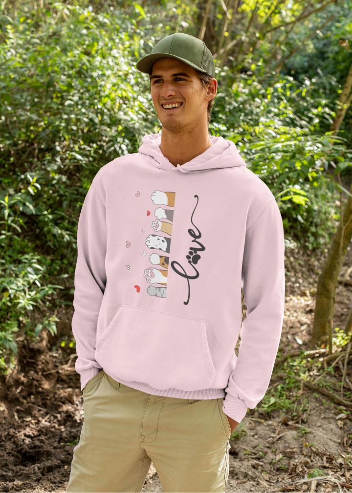 Men's Pet Paw Hoodie Sweatshirt Bottle Green by ZealforTee