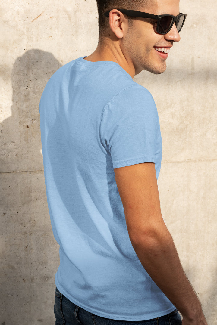Plain Baby Blue color T-shirt for Men by ZealforTee