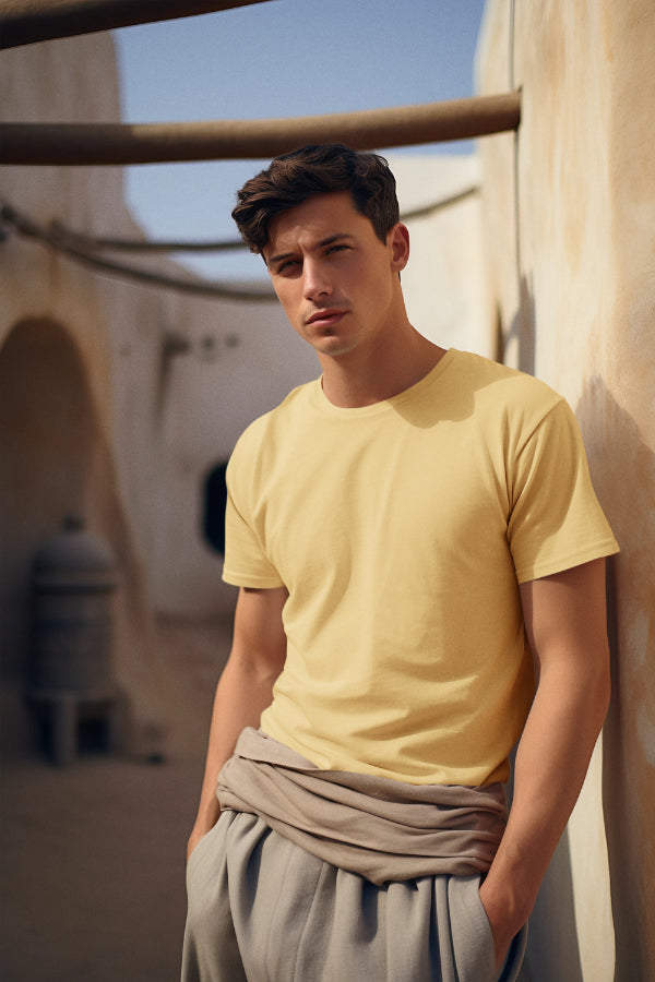 Plain Beige color T-shirt for Men by ZealforTee