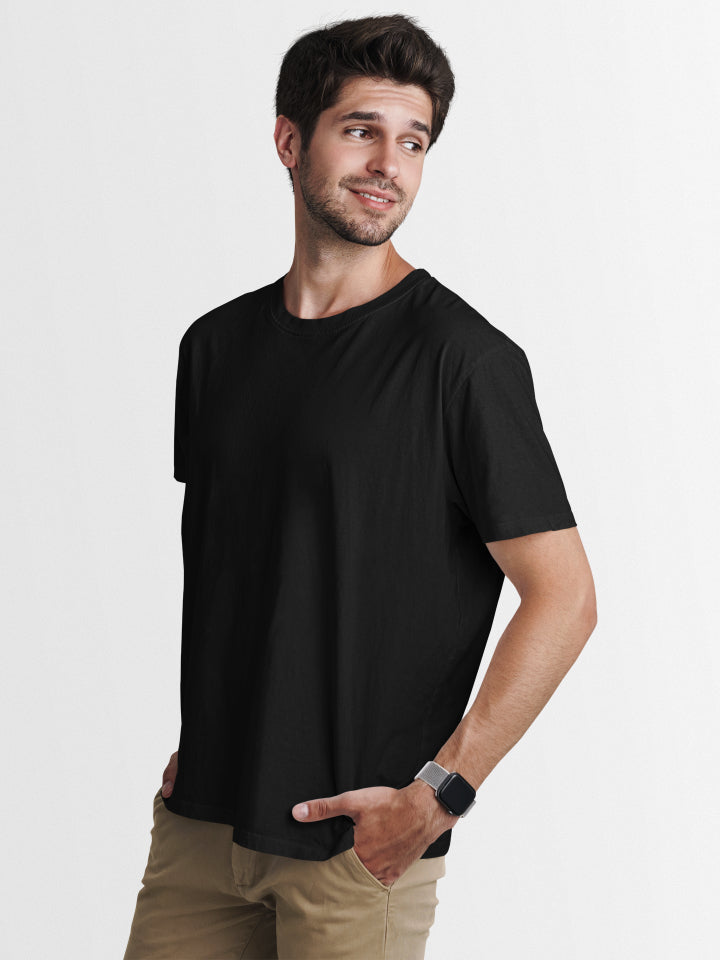 Men Solid Black Classic T-shirt by ZealforTee
