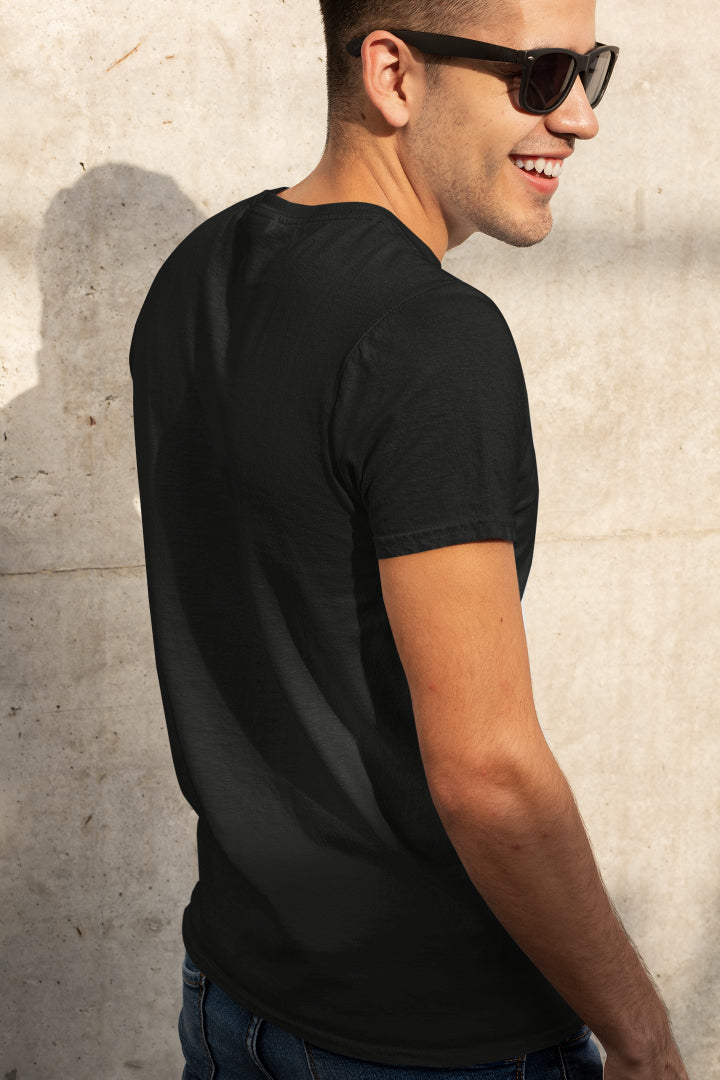 Men's Plain Black Regular Fit T-shirt by ZealforTee