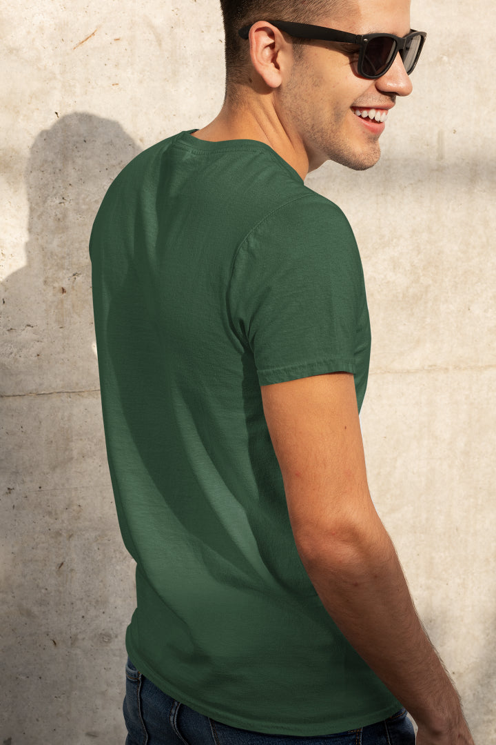 Plain Bottle Green color T-shirt for Men by ZealforTee